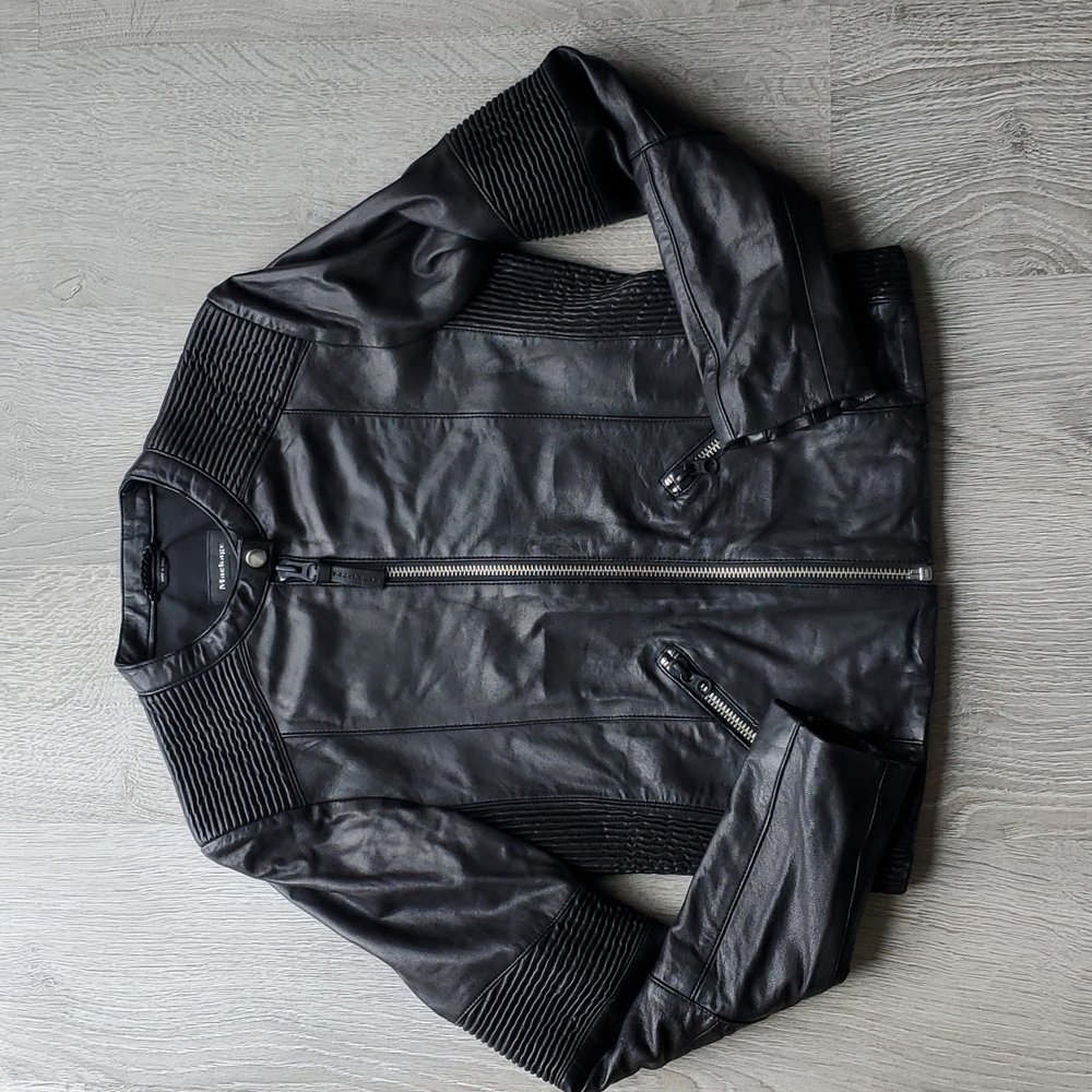 Mackage Black Leather Moto Jacket